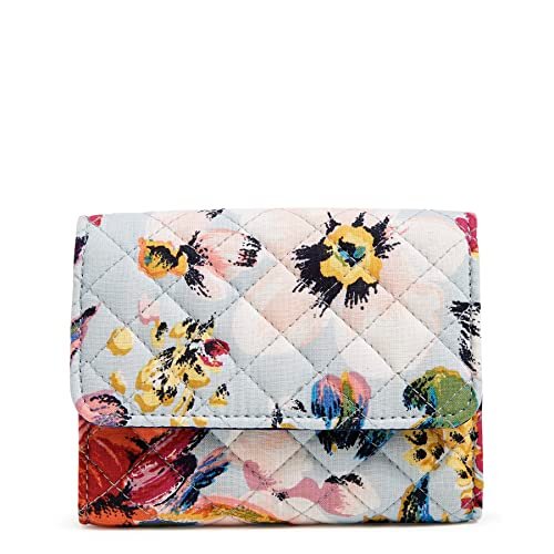 Vera Bradley Damski bawełniany kompaktowy portfel Riley z ochroną RFID, morski powietrze kwiatowy - bawełna z recyklingu, jeden rozmiar