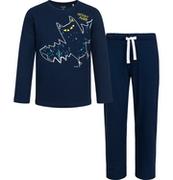 Piżamy chłopięce - Piżama z długim rękawem dla chłopca, z napisem nocny marek, granatowa 9-13 lat - miniaturka - grafika 1