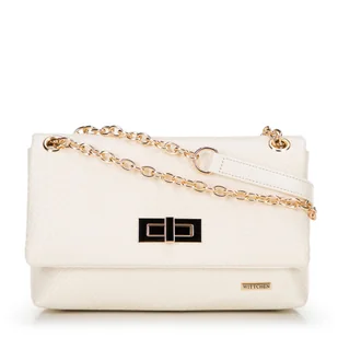 Damska crossbody z plecionki na łańcuszku złamana biel - Torebki damskie - miniaturka - grafika 1