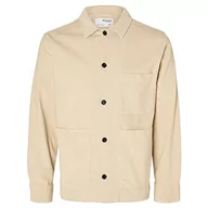 Koszule męskie - SELETED HOMME Męska koszula sztruksowa Slhloosetony-Cord Overshirt Noos, beżowy, XL - miniaturka - grafika 1