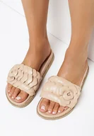 Klapki i japonki damskie - Beżowe Klapki Eunile - miniaturka - grafika 1