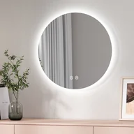 Lustra - Lustro łazienkowe EMKE LED okrągłe średnica 60 cm, lustro łazienkowe z regulowanym oświetleniem, zimne białe, neutralne, ciepłe oświetlenie, lustro ścienne z przełącznikiem dotykowym - miniaturka - grafika 1