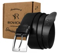 Paski - Czarny pasek męski skórzany klasyczny ROVICKY 110 - miniaturka - grafika 1