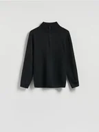 Swetry męskie - Reserved - Sweter z rozpinanym golfem - czarny - miniaturka - grafika 1