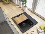 Zlewozmywaki - Granitan Foxal Gold Zlewozmywak Granitowy Syfon Chrom - miniaturka - grafika 1