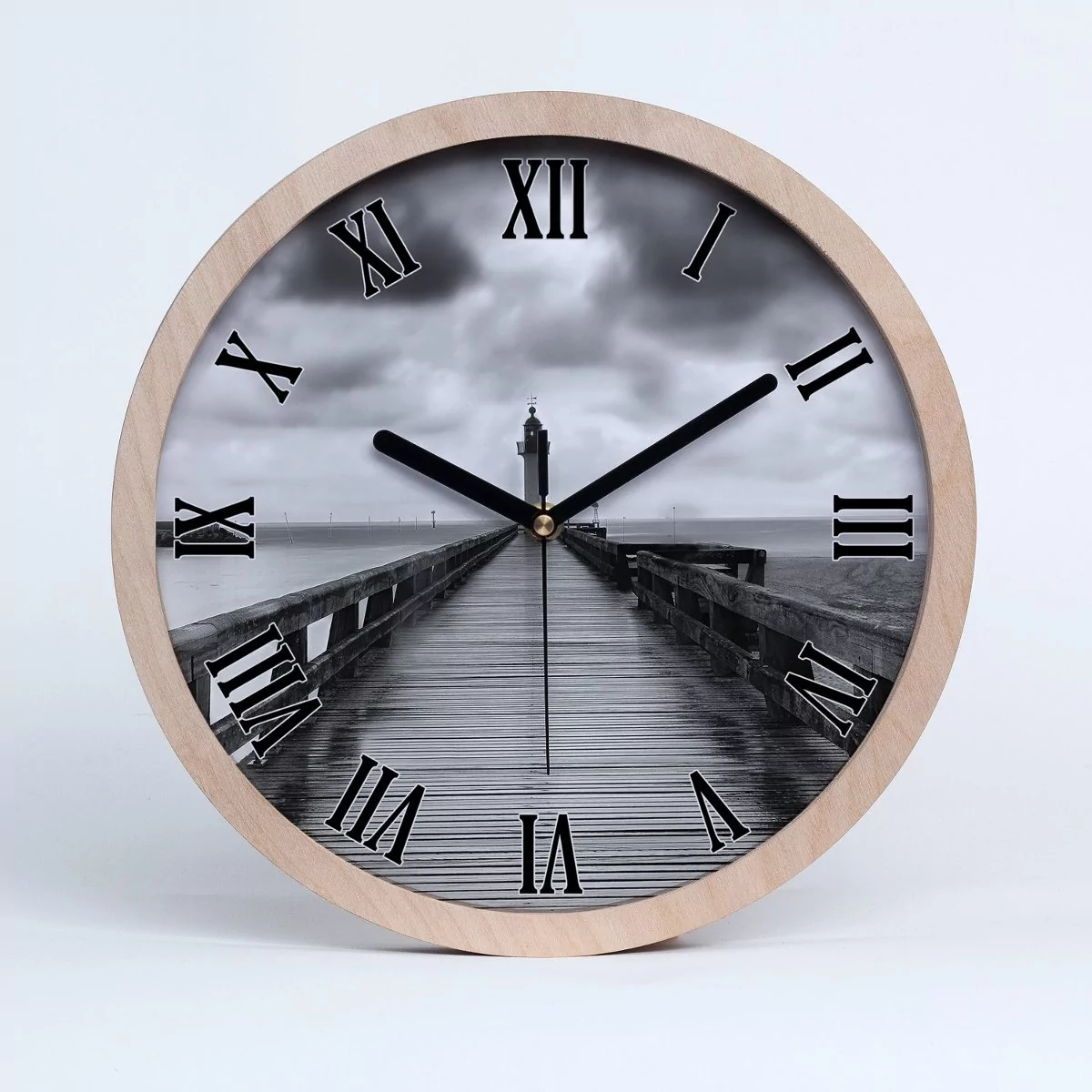 Zegar drewniany okrągły latarnia morska fi 30 cm, Tulup