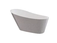 Wanny - Wanna wolnostojąca Besco Melody Glam 150x80 cm owalna srebrny/biały połysk syfon i maskownica czarna WA-150-MSC - miniaturka - grafika 1