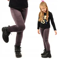 Legginsy - Legginsy dziewczęce Welurowe Elastyczne Spodnie Getry Welur Wrzosowe 134 - miniaturka - grafika 1