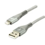 Kable USB - Kabel USB Logo USB-A - Lightning 2 m Srebrny - miniaturka - grafika 1