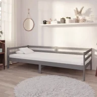 Łóżka - Łóżko dzienne z materacem 90x200 cm szare lite drewno sosnowe - miniaturka - grafika 1