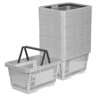 Torby i wózki na zakupy - Zestaw 15x Koszyk zakupowy do przechowywania 2 rączki 22L jasny szary KTD - miniaturka - grafika 1