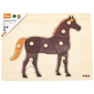 VIGA Toys Drewniane Puzzle Montessori Koń z Pinezkami - Puzzle - miniaturka - grafika 1