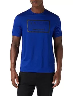 Armani Exchange Męski T-Shirt Regular Fit Box Logo Pima Cotton Tee, New Ultra Marine, M - Koszulki męskie - miniaturka - grafika 1