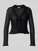 Swetry damskie - Kurtka z dzianiny z półprzezroczystego materiału model ‘ALLISON’ - miniaturka - grafika 1