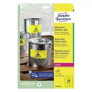 Avery Zweckform Zweckform Heavy Duty 63,5 x 29,6 mm żółte (L6105-20) - Etykiety do drukarek - miniaturka - grafika 2