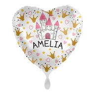 Balony i akcesoria - Balon imienny foliowy Amelia serce pakowany 43 cm - miniaturka - grafika 1