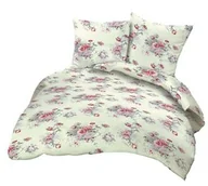 Pościel - Karo Pościel z kory 160x200 124/1 kremowa różyczki czerwone na guziki bawełniana - miniaturka - grafika 1