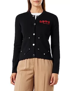 Love Moschino Damska kurtka kardiganowa, czarna, 40, czarny, 40 - Swetry damskie - miniaturka - grafika 1