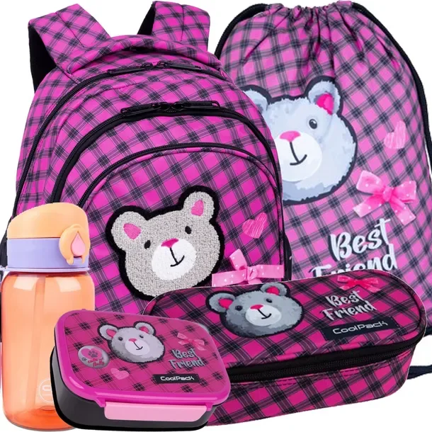 Coolpack Plecak Szkolny Młodzieżowy Piórnik Worek Zestaw 5 Elementów Miś
