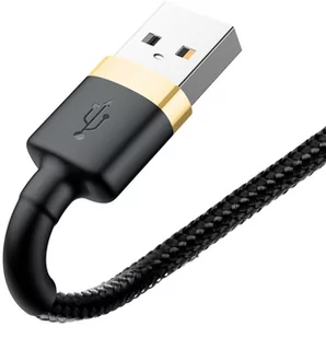 KABEL USB-A -> Lightning / iPhone Baseus Cafule CALKLF-BV1 100cm Apple 2.4A CZARNO-ZŁOTY W OPLOCIE - Ładowarki do telefonów - miniaturka - grafika 2