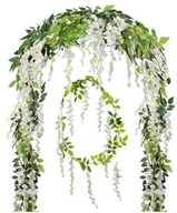 Sztuczne kwiaty - Wiszące białe kwiaty dekoracyjne sztuczne 1szt pnące do girlandy winorośl ślub - miniaturka - grafika 1
