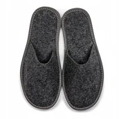Kapcie męskie - Filcowe Kapcie Męskie Grafit Pełne Klapki Domowe 46 - miniaturka - grafika 1