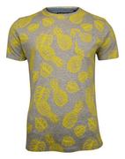 Koszulki męskie - Szary T-Shirt (Koszulka) z Nadrukiem -Brave Soul- Męski, w Żółte Ananasy, Owoce, z Kieszonką - miniaturka - grafika 1