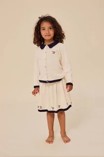 Swetry dla dziewczynek - Konges Sløjd kardigan bawełniany dziecięcy kolor biały - grafika 1