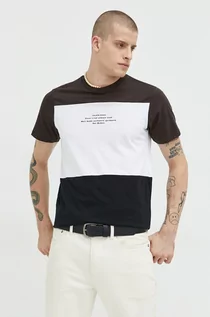 Koszulki męskie - Jack & Jones t-shirt bawełniany kolor brązowy wzorzysty - grafika 1