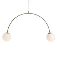 Lampy sufitowe - Salonowa lampa zwieszana Una 1116H17 Aldex kulista podwójna szkło metal beżowa - miniaturka - grafika 1