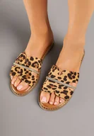 Klapki i japonki damskie - Panterkowe Klapki z Paseczkiem z Drobnymi Cyrkoniami Anusea - miniaturka - grafika 1