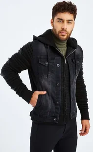 Męski sweter z dzianiny ze stójką Leif Nelson LN-5755, czarny antracyt / XL - Swetry męskie - miniaturka - grafika 1