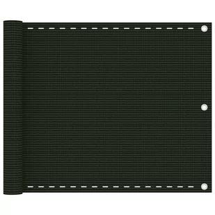 Parawan balkonowy, ciemnozielony, 75x500 cm, HDPE - Parawany - miniaturka - grafika 1