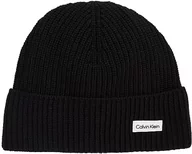 Czapki damskie - Calvin Klein Męska czapka z dzianiny Essential Patch Beanie Ck Black, OS, Ck czarny, Rozmiar uniwersalny - miniaturka - grafika 1