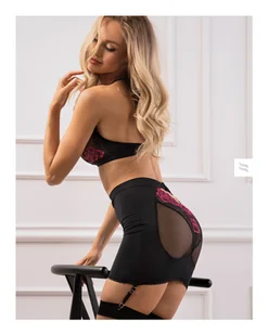Komplet Rosenty Top+ spódnica Czarno-Różowy (Rozmiar XL/XXL) - Piżamy damskie - miniaturka - grafika 4