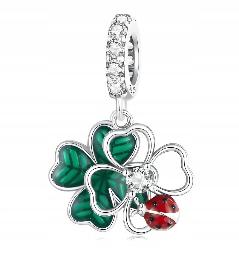 Charms Zawieszka Charms Koniczynka Biedronka Srebro 925 Charmsy Trusky