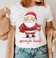 Bluzki damskie - damska koszulka z mikołajem - santa103 - miniaturka - grafika 1