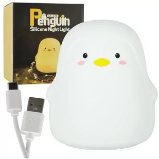 Lampka nocna dla dzieci silikonowa LED biała pingwinek - Wyposażenie pokoiku dziecięcego - miniaturka - grafika 1
