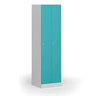 Szafki biurowe - Szafka ubraniowa metalowa, 2 szafki, 1850 x 500 x 500 mm, zamek cylindryczny, drzwi zielone - miniaturka - grafika 1