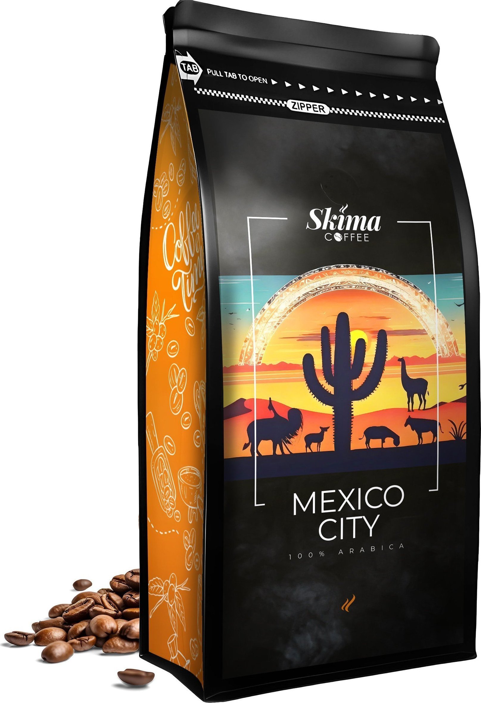 Kawa ziarnista 1kg MEXICO CITY 100% ARABICA Świeżo Palona do ekspresu + GRATIS