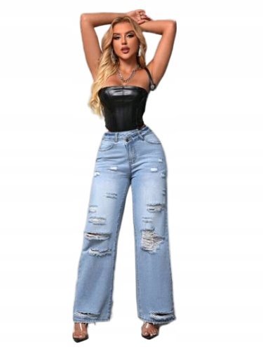 SHEIN SPODNIE JEANSOWE PROSTE CASUAL 28/32 ŁWP