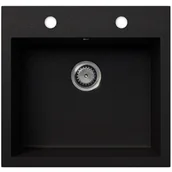 Zlewozmywaki - EOS Zlewozmywak granitowy COMO czarny brokat złoty - miniaturka - grafika 1