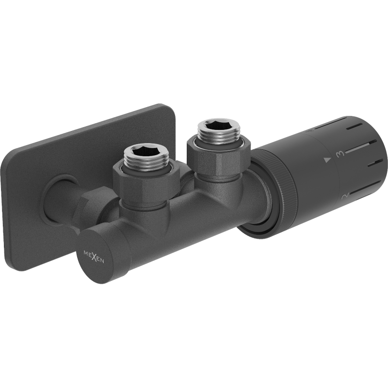 Mexen G05 zestaw termostatyczny kątowy z maskownicą S, Duplex, DN50, antracyt - W907-958-910-66