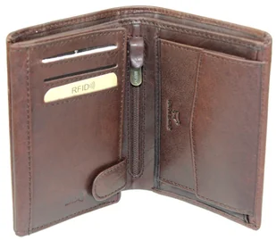 Portfel Męski Skórzany EL FORREST Duży Pionowy Bez Zapięcia Dwa Skrzydełka RFID 859 R 22 13 x 10 x 3 [cm] BRĄZOWY - Portfele - miniaturka - grafika 5