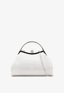 Torebki damskie - Srebrna Wieczorowa Torebka Vices o Trapezowym Kształcie z Rączką i Łańcuszkiem Accone - miniaturka - grafika 1