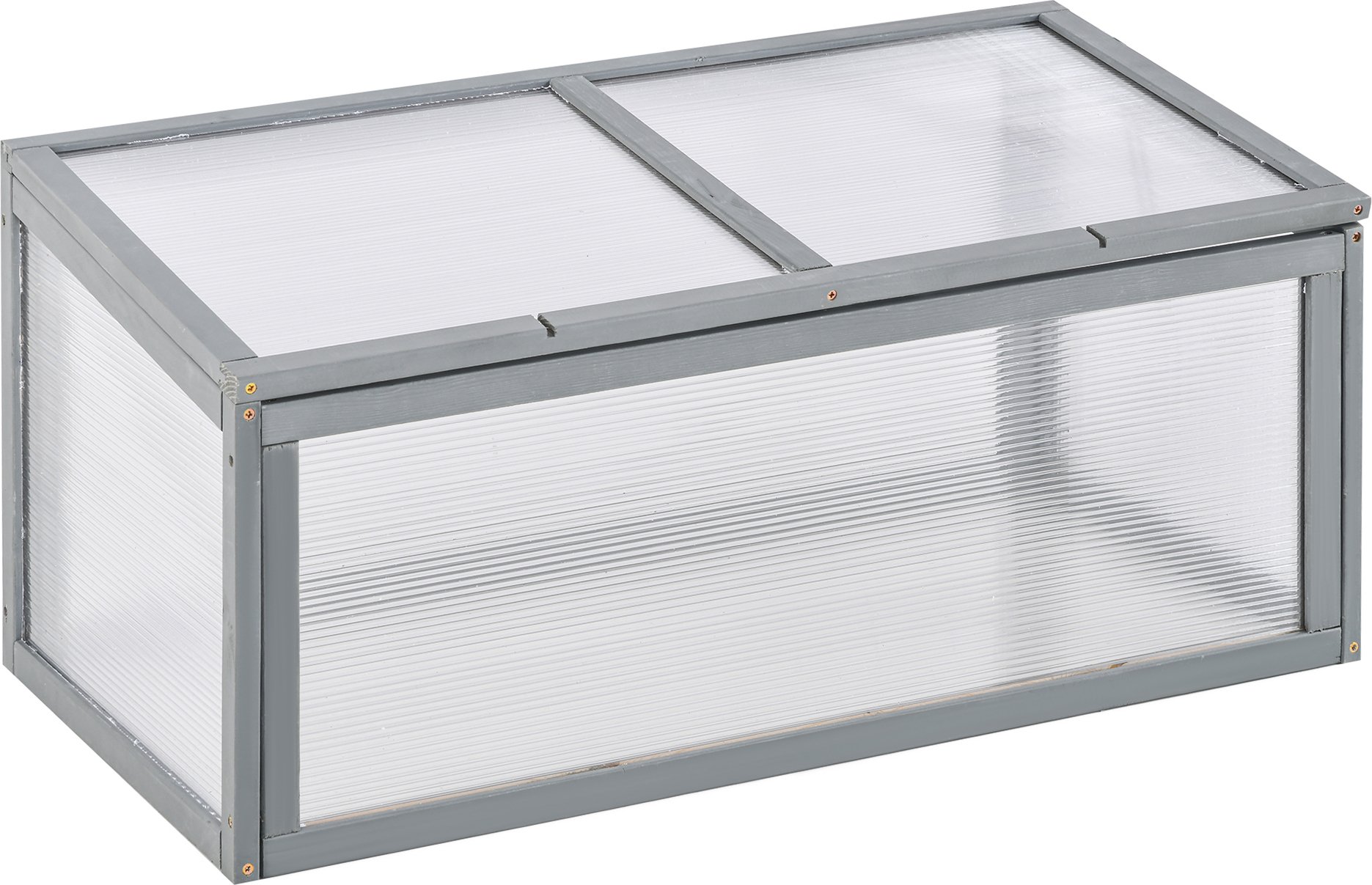 Szklarnia Outsunny Cold Frame z drewnianą pokrywą, szara