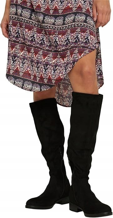 ESPRIT CZARNE KLASYCZNE KOZAKI Z MIKROFIBRY NA PŁASKIM OBCASIE 39 J8A