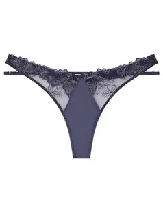 Women'secret Stringi Pasek Tiul Haft Niebieski, Średni niebieski, XL - Majtki damskie - miniaturka - grafika 1