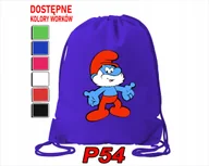 Torby szkolne - WOREK SZKOLNY NA WF BUTY SPORTOWY DLA DZIECKA SMERFY 5 WZORÓW + IMIĘ - miniaturka - grafika 1