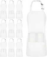 Nerki - Utopia Kitchen Regulowany fartuch na szelkach (10-pak) szef kuchni kuchnia mężczyźni kobiety kelnerka fartuch do pracy z kieszeniami, biały, 10 sztuk - miniaturka - grafika 1